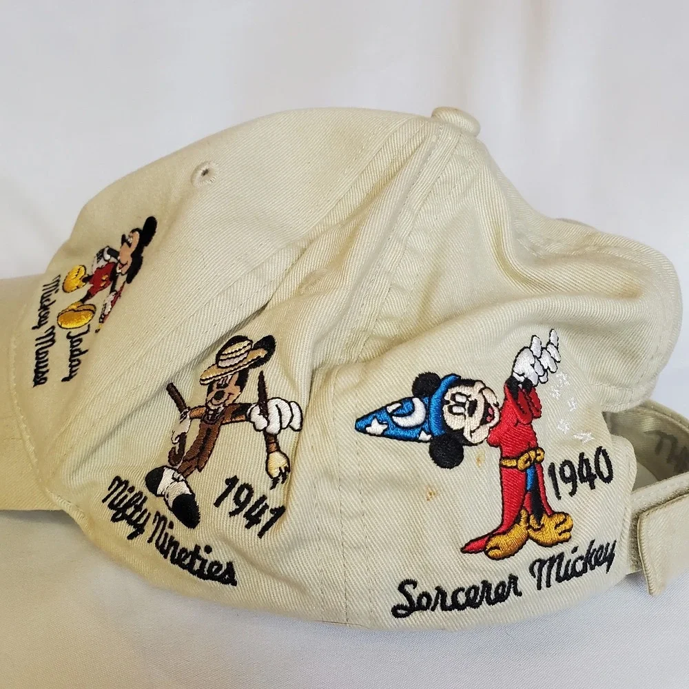 Disney Mickey Mouse Florida Hat‎ 1928 1935 1940 1980 Tan Adjustable Cap READ